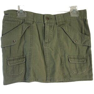 venus mini skirt kaki pockets zip button cotton size 9 waist 32" length 13" READ